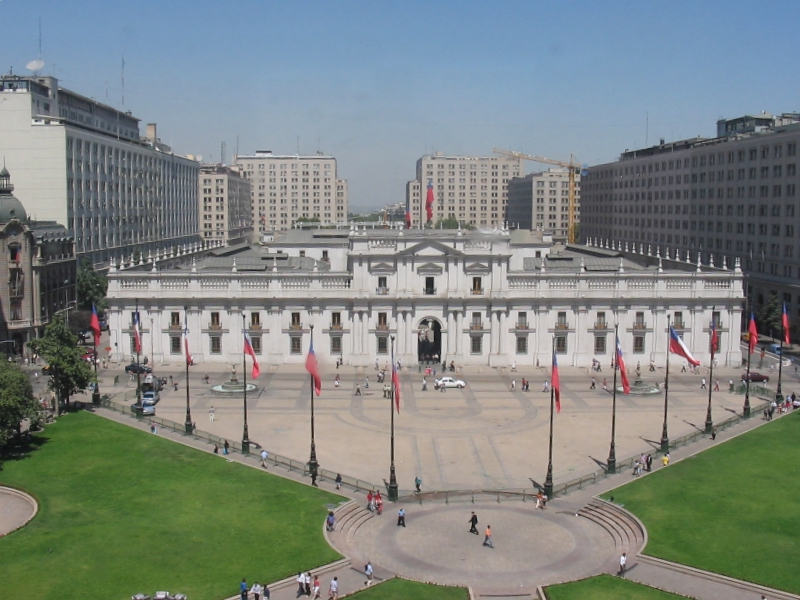 Photo:  The Palacio de La Moneda in downtown Santiago